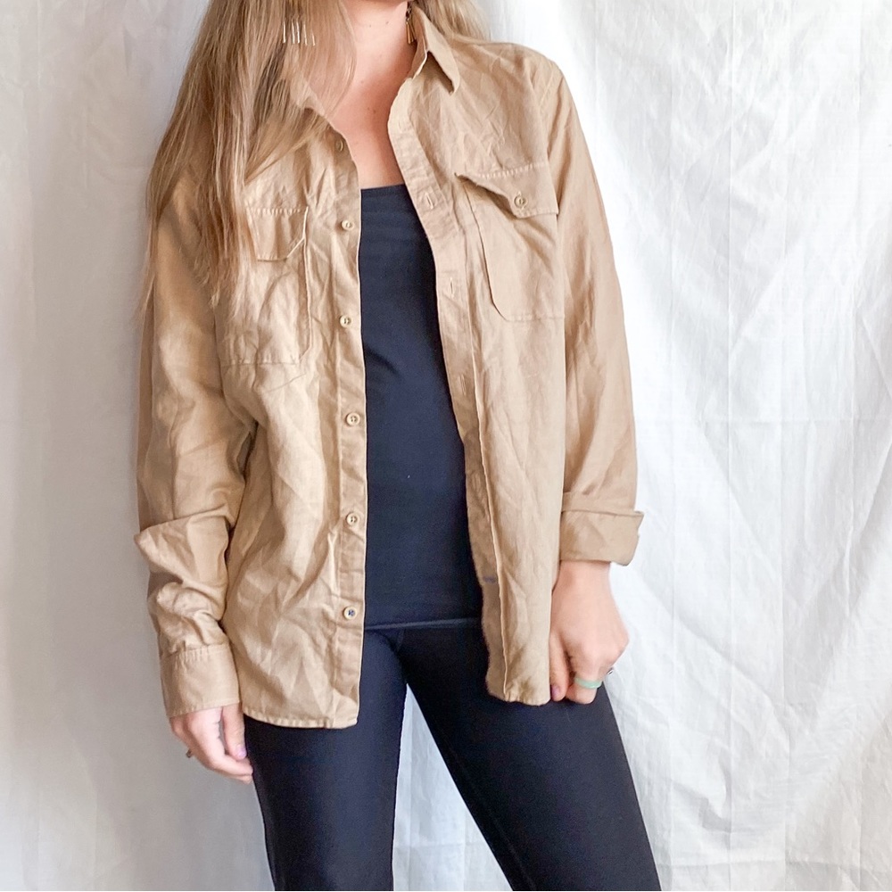 Linen Blend Neutral Button Up